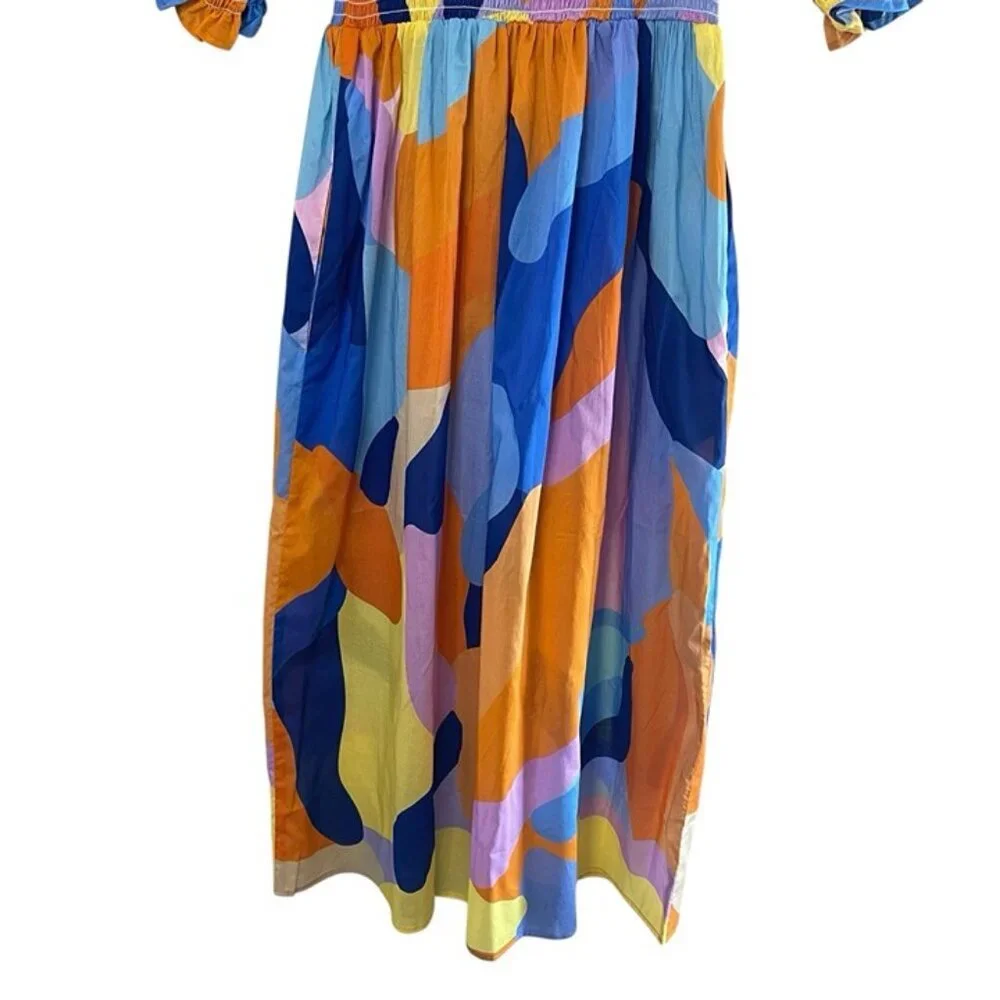❌SOLD❌NWT JESSIE ZHAO Tropical Love Smocked Midi Dress, Small - Picture 7 of 12